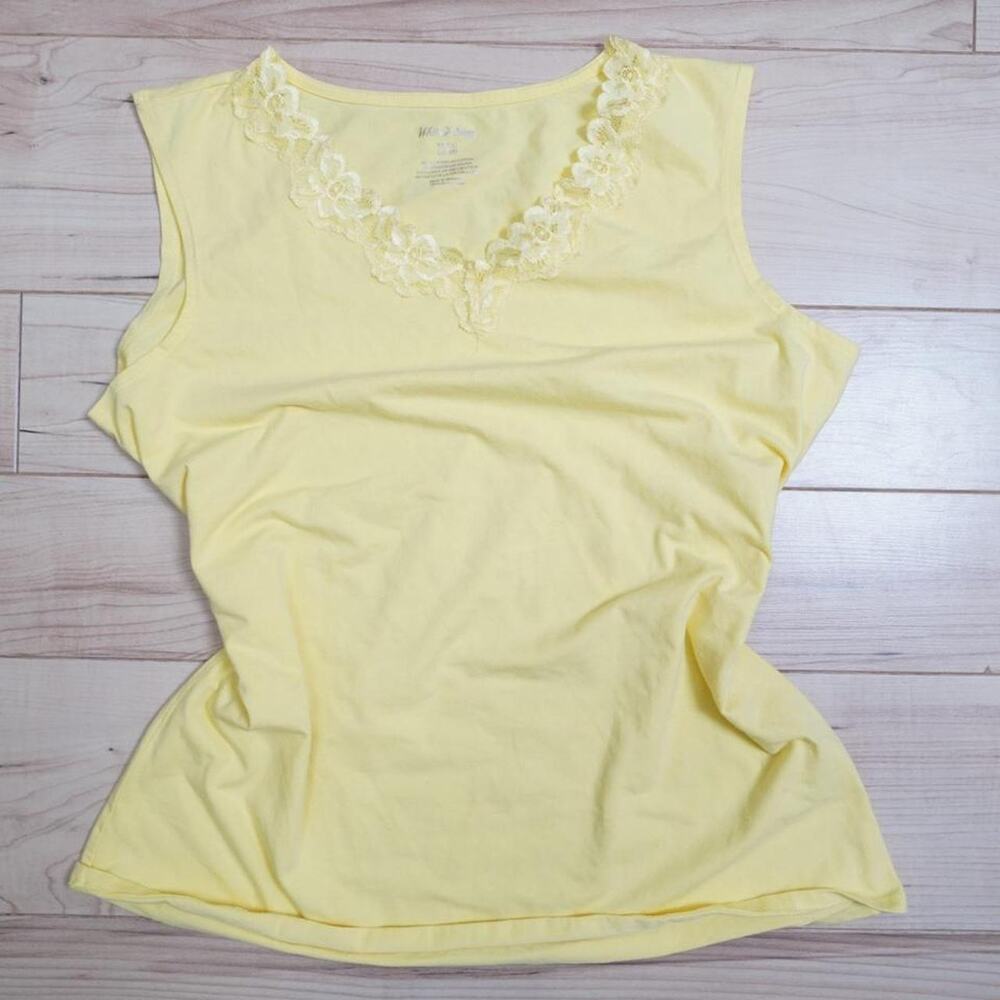 White Stag Yellow Lace Tank Top Y2K XL